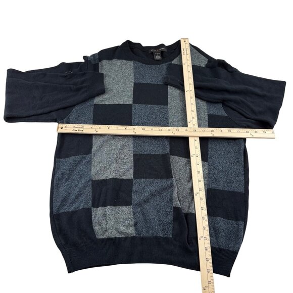 Pierre Cardin Vintage Men's XL Acrylic Checkered Sweater Black & Gray - Picture 3 of 4